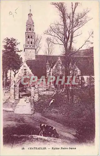 Cartes postales Chateaulin Eglise Notre Dame Vache