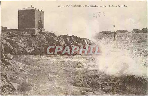 Ansichtskarte AK Port Louis Mer deferlant sur les Rochers du Lohie