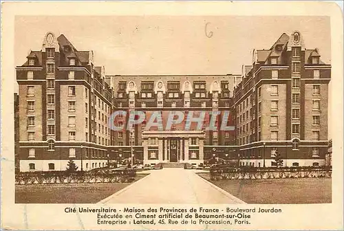 Cartes postales Cite Universaire Maison des Provinces de France Boulevard Jourdan Paris