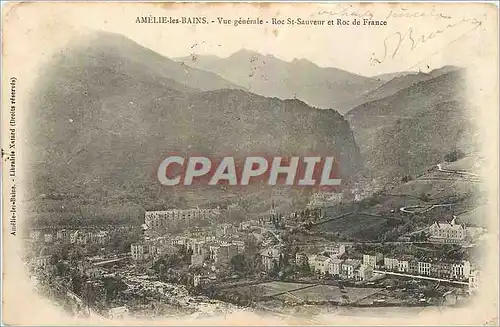 Cartes postales Amelie les Bains Vue generale Roc St Sauveur et Roc de France