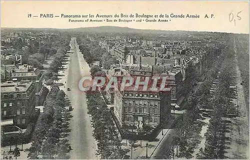 Cartes postales Paris Panorama sur les Avenues du Bois de Boulogne et de la Grande Armee