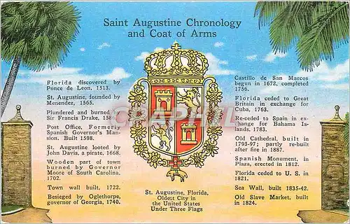Cartes postales Saint Augustine Chronology and Coat of Arms Lion