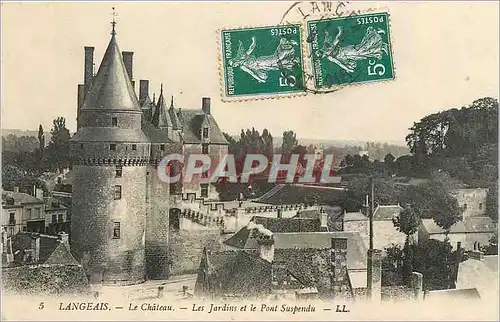 Ansichtskarte AK Langeais Le Chateau Les Jardins et le Pont Suspendu