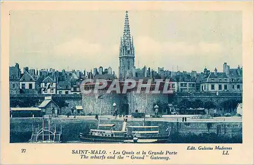 Ansichtskarte AK Saint Malo Les Quais et la Grande Porte Bateau