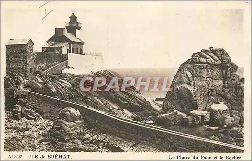 Ansichtskarte AK Ile de Brehat Le Phare du Paon et le Rocher