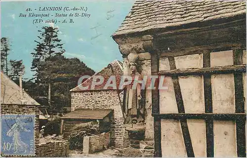 Cartes postales Lannion C du N Rue Kerampont Statue de St Divy