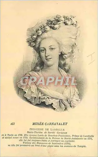 Cartes postales Musee Carnavalet Princesse de Lamballe