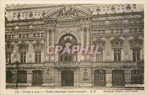 Cartes postales Tours I et L Theatre Municipal facade principale