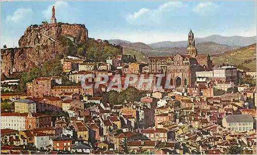 Ansichtskarte AK Le Puy Vue generale sur la Cathedrale et le Rocher de la Vierge