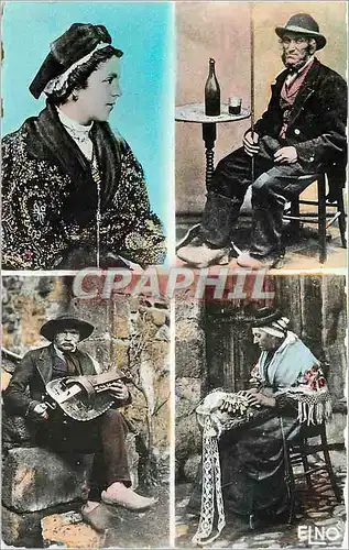 Cartes postales moderne Types d'Auvergne et du Velay Auvergnate Montagnard Joueur de Vielle Dentelliere Folklore