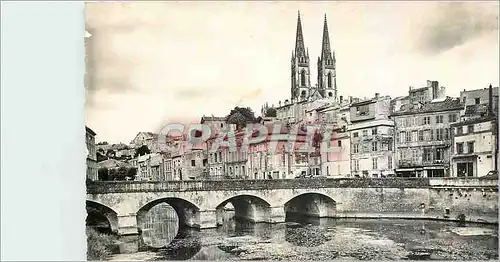 Moderne Karte Niort Deux Sevres Le vieux pont et l'Eglise Saint Andre