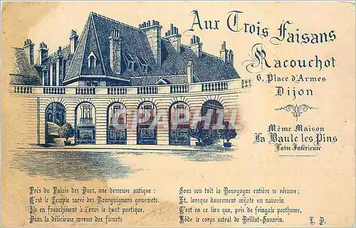 Cartes postales Aux Trois Faisans Racouchot Place d'Armes Dijon