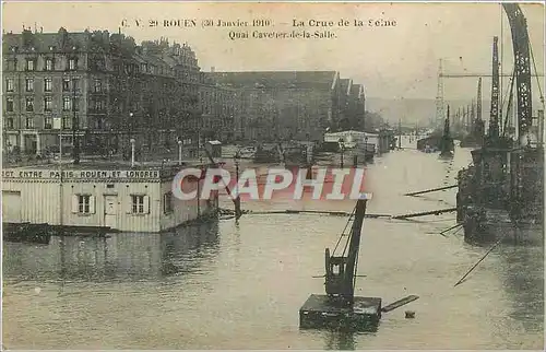 Ansichtskarte AK Rouen La Crue de la Seine Quai Cavetier de la Salle