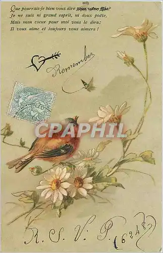 Cartes postales Que pourrais je bieu dire Fleurs oiseau