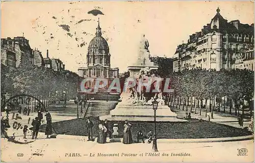 Cartes postales Paris Le Monument Pasteur et l'Hotel des Invalides