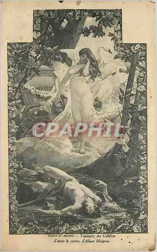 Ansichtskarte AK Venus et Adonis Tapisserie des Gobelins d'apres le carton d'Albert Maignon