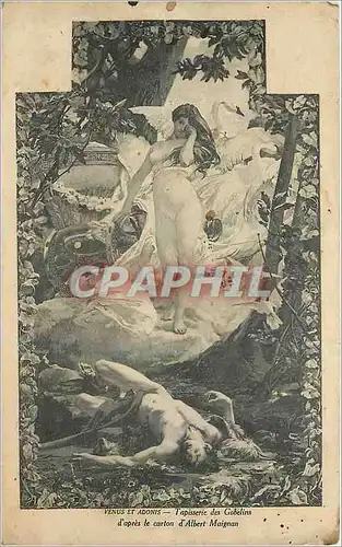 Cartes postales Venus et Adonis Tapisserie des Gobelins d'apres le carton d'Albert Maignon