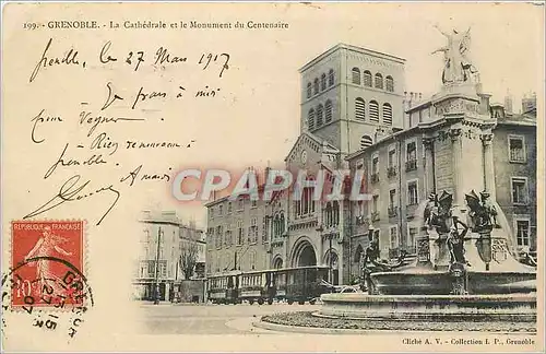 Cartes postales Grenoble La Cathedrale et le Monument du Centenaire