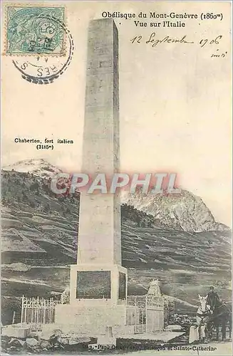 Cartes postales Obelisque du Mont Geneve Vue sur l'Italie