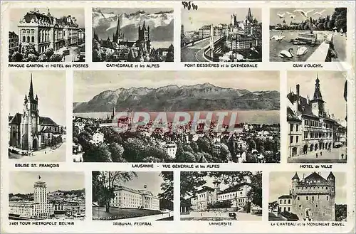 Cartes postales moderne Lausanne Vue generale et les Alpes