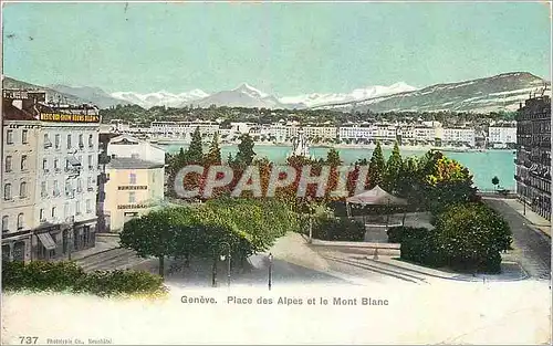 Cartes postales Geneve Place des Alpes et le Mont Blanc