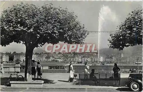 Cartes postales moderne Geneve Quai du Mont Blanc et le jet d'eau et le Mont Blanc
