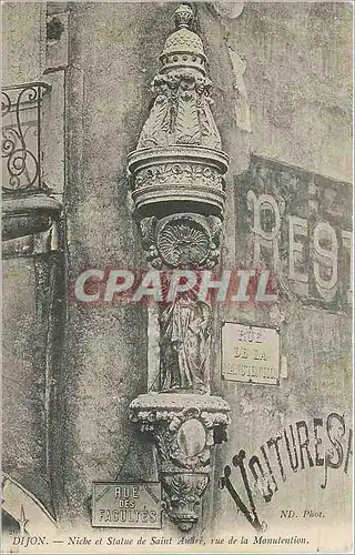 Cartes postales Dijon Niche et Statue de Saint Audre rue de la Manutention