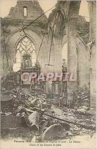 Ansichtskarte AK Peronne 1918 Interieur de l'Eglise St Jean Le Choeur Militaria