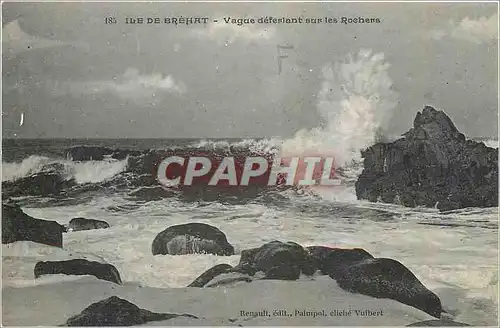 Cartes postales Ile de Brehat Vague deferiant sur les Rochers