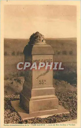 Cartes postales Borne commemorative de la Voie Sacree route de Bar le Duc a Verdun Militaria
