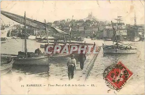 Cartes postales Marseille Vieux Port et ND de la Garde Bateaux