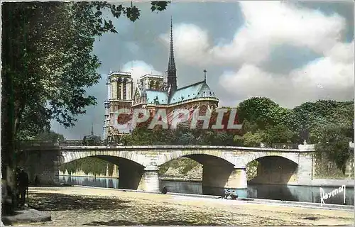 Moderne Karte Images de Paris Le Pont de l'Archeveche et Notre Dame