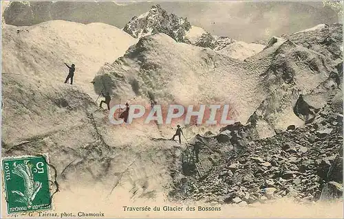 Ansichtskarte AK Traversee du Glacuier des Bossons Chamonix Alpinisme