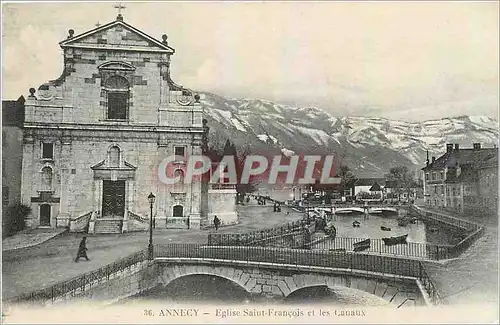 Ansichtskarte AK Annecy Eglise Saint Francois et les Canaux