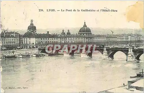 Cartes postales Lyon Le Pont de la Guillotiere et l'Hotel Dieu