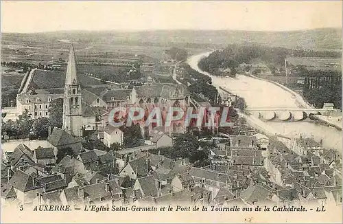 Cartes postales Auxerre L'Eglise Saint Germain et le Pont de la Tournelle vus de la Cathedrale