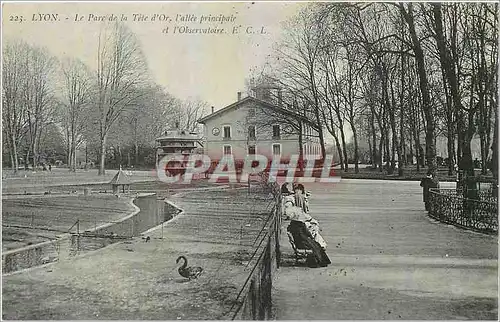 Cartes postales Lyon Le Parc de la Tete d'Or l'allee principale et l'Observatoire