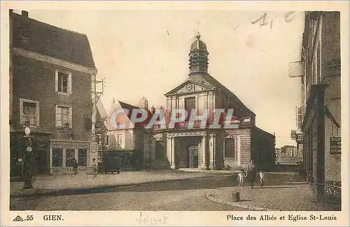 Ansichtskarte AK Gien Place des Allies et Eglise St Louis