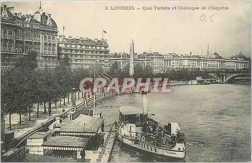 Ansichtskarte AK Londres Quai Victoria et Obelisque de Cleopatre Bateau