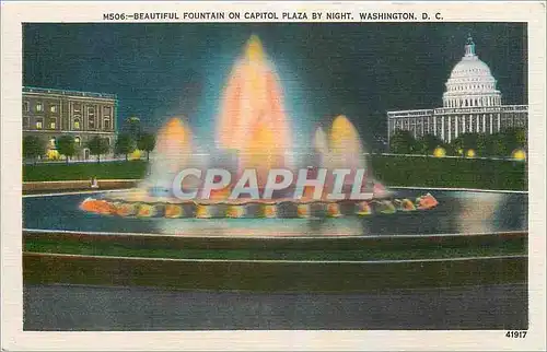 Ansichtskarte AK Beautiful Fountain on Capitol Plaza by night Washington DC
