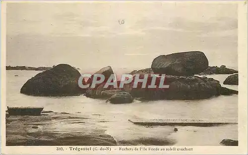 Ansichtskarte AK Tregastel C du N Rochers de I'lle Ronde au soleil couchant