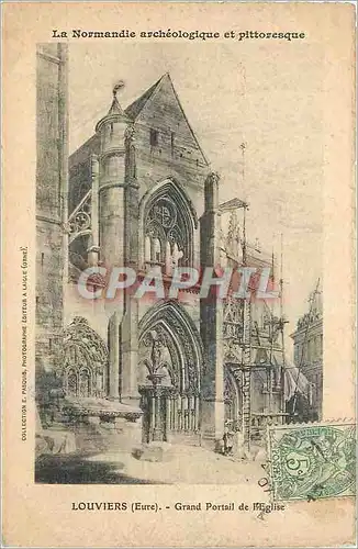 Ansichtskarte AK Louviers Eure Grand Portail de l'Eglise