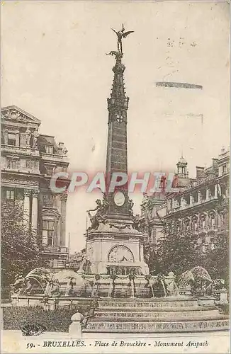 Cartes postales Bruxelles Place de Brouchere Monument Anspach