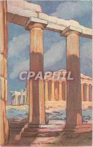 Cartes postales Athenes Propylees et Parthenon