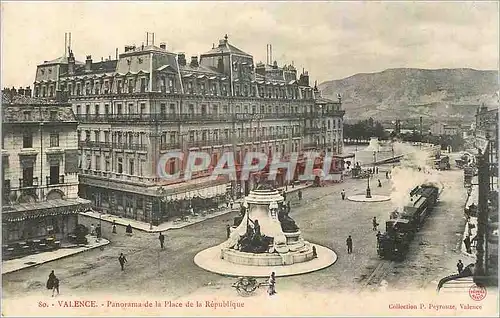 Cartes postales Valence Panorama de la Place de la Republique Train