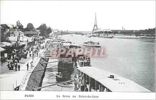 Cartes postales Paris La Seine au Point du Jour Tour Eiffel Bateaux