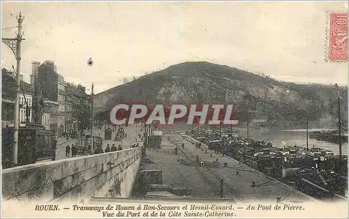 Cartes postales Rouen Tramways de Rouen a Bon Secours et Mesnil Esnard Bateaux