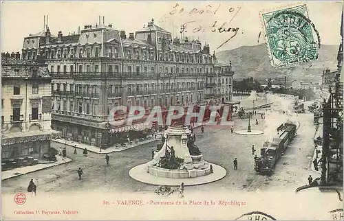 Cartes postales Valence Panorama de la Place de la Republique Train