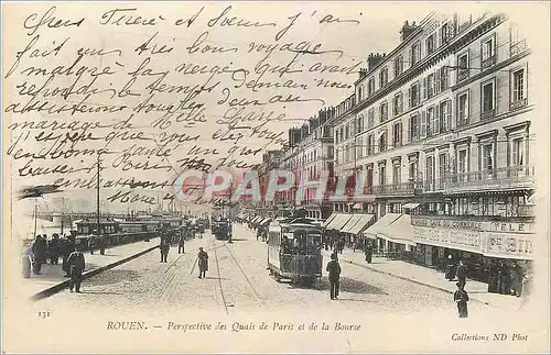 Cartes postales Rouen Perspective des Quais de Paris et de la Bourse Tramway