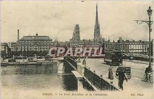 Ansichtskarte AK Rouen Le Pont Boieldieu et la Cathedrale Tramway